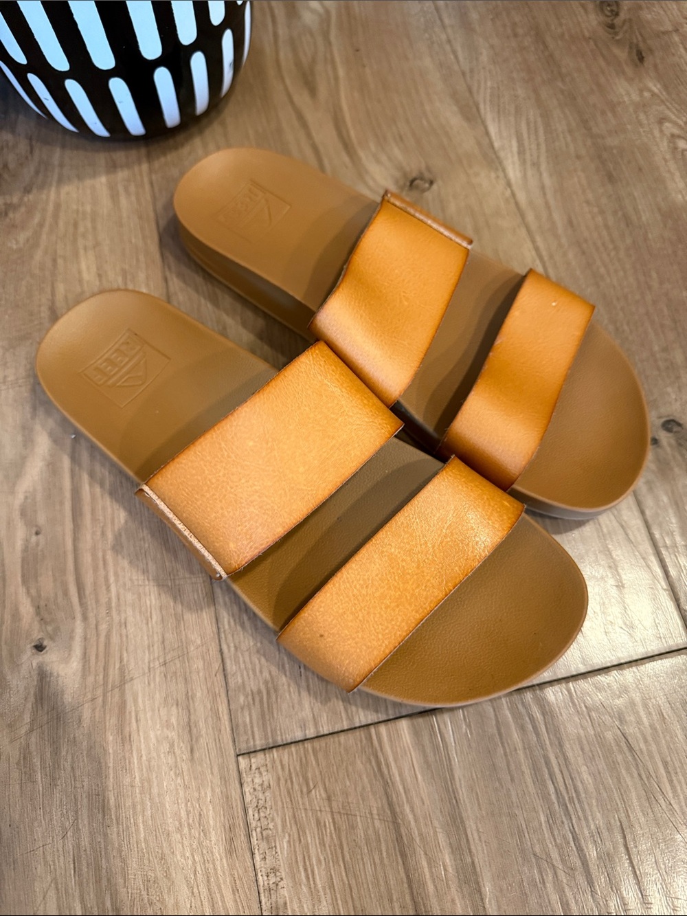 REEF Double Band Slide Sandals in Saddle Tan